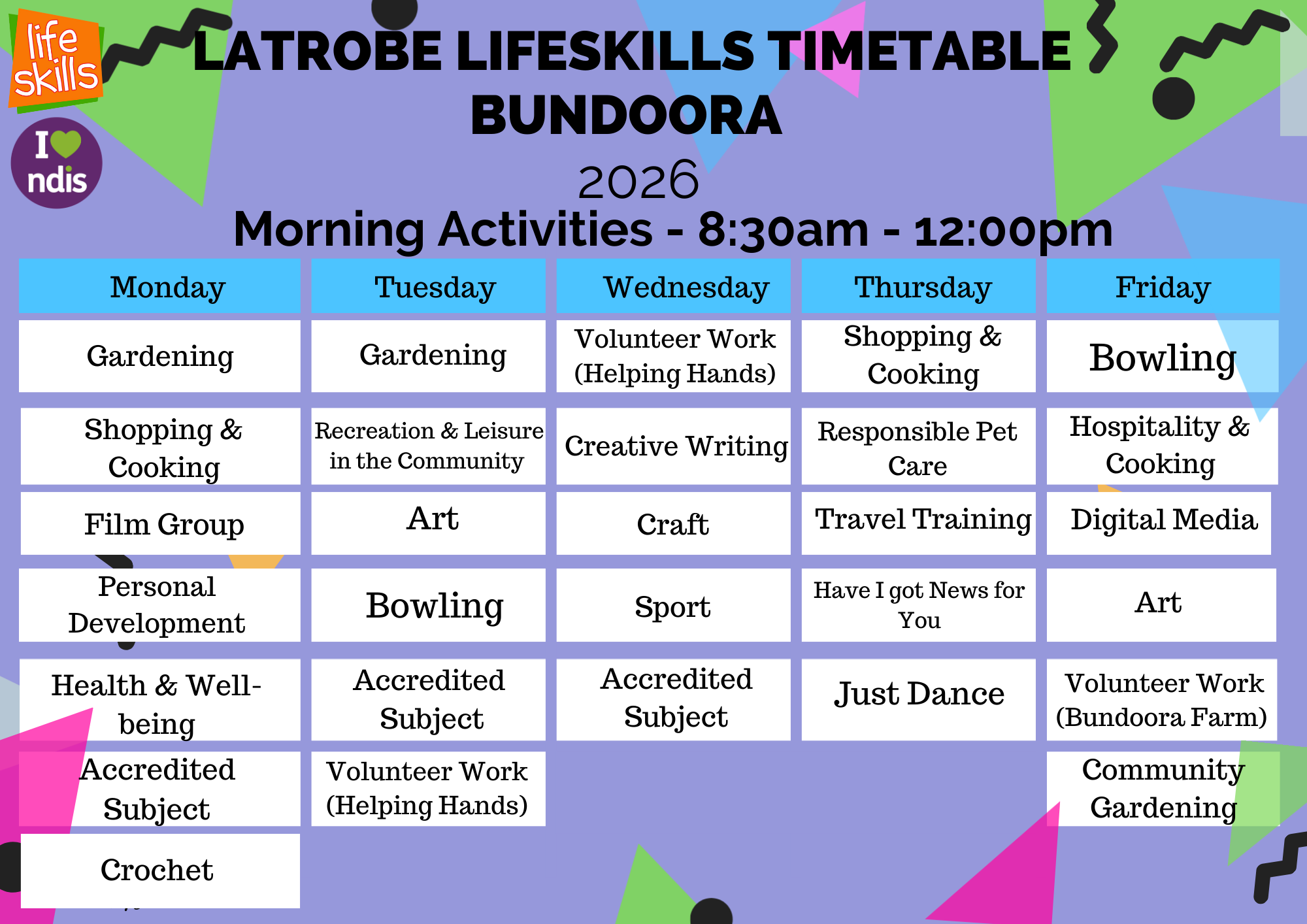 New NDIS Activities in Bundoora and Bendigo for 2026!